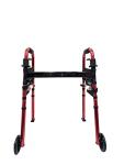 Walker KD Deluxe Portable Folding Travel with 5" Wheels and Legs Fold up (RED) by Healthline Trading