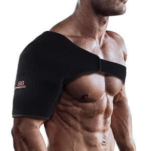 Omecon Shoulder Brace for Men Women - Shoulder Support and Compression Sleeve for Torn Rotator Cuff, Dislocated,Adjustable Fit for Left & Right Arm - Black, M from Omecon