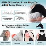 Omecon Shoulder Brace for Men Women - Shoulder Support and Compression Sleeve for Torn Rotator Cuff, Dislocated,Adjustable Fit for Left & Right Arm - Black, M from Omecon
