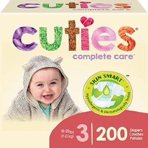 Cuties | Skin Smart, Absorbent & Hypoallergenic Diapers with Flexible & Secure Tabs | Bulk Case | Size 3 | 200 Count by First Quality Consumer Products LLC