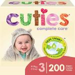 Cuties | Skin Smart, Absorbent & Hypoallergenic Diapers with Flexible & Secure Tabs | Bulk Case | Size 3 | 200 Count by First Quality Consumer Products LLC