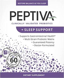 Peptiva 26 Billion CFU Probiotic and Sleep Support - Clinically Validated Multi-Strain Probiotic - Lactobacillus and Bifidobacterium, Melatonin by Peptiva