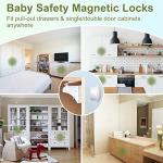 Child Safety Magnetic Cabinet Locks 6 Pack+2 Keys-AOSITE Baby Proofing Magnetic Drawer Locks for Kitchen with Adhesive No Drilling or Screws Fixed, 4 Baby Safety Cabinet Locks for Knobs by AOSITE