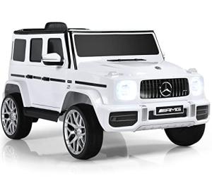 INFANS 12V Kids Ride On Car, Licensed Mercedes Benz G63 Electric Vehicle with Remote Control, Double Open Doors, Music, Bluetooth, 2 Speeds, Wheels Suspension, Battery Powered Driving Toy (White) by INFANS