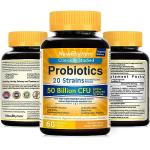 NewRhythm Probiotics 50 Billion CFU 20 Strains, 60 Veggie Capsules, Targeted Release Technology, Stomach Acid Resistant, No Need for Refrigeration, Non-GMO, Gluten Free from NewRhythm