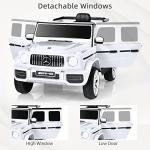 INFANS 12V Kids Ride On Car, Licensed Mercedes Benz G63 Electric Vehicle with Remote Control, Double Open Doors, Music, Bluetooth, 2 Speeds, Wheels Suspension, Battery Powered Driving Toy (White) by INFANS