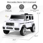 INFANS 12V Kids Ride On Car, Licensed Mercedes Benz G63 Electric Vehicle with Remote Control, Double Open Doors, Music, Bluetooth, 2 Speeds, Wheels Suspension, Battery Powered Driving Toy (White) by INFANS