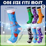 6 Pairs Kids Youth Soccer Socks Cotton Athletic Socks with Soccer Balls Sport Kids Stockings Knee High Tube Socks for Boys Girls by 