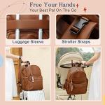 miss fong Diaper Bag Backpack Leather Diaper Bag, Baby Diaper Bag for Baby Girls & Boys, 16 Pockets Diaper Bag Organizer with Hand Sanitizer Holder, Changing Pad, 2 Insulated Pockets(Brown) by favorest