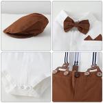 Baby Boy Clothes Set Infant Tuxedo Long Sleeve Gentleman Suit Outfits + Beret Hat + Suspender Pants + Bowtie White, 12-18 Months from 