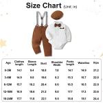 Baby Boy Clothes Set Infant Tuxedo Long Sleeve Gentleman Suit Outfits + Beret Hat + Suspender Pants + Bowtie White, 12-18 Months from 