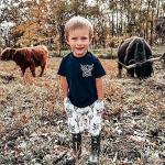 LXXIASHI Western Baby Boy Summer Clothes Cow Print Short Sleeve T-Shirt Top Pants Set 2Pcs Toddler Western Cowboy Outfits (Black, 3-4 Years) by LXXIASHI