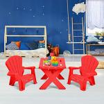 Costzon Kids Table and Chair Set, Outdoor Toddler Activity Table and Adirondack Chairs for Picnic, Garden, Patio, Backyard & Beach, Kids Outdoor Table & Chairs (Red) by Costzon