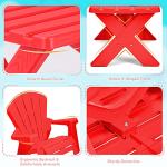 Costzon Kids Table and Chair Set, Outdoor Toddler Activity Table and Adirondack Chairs for Picnic, Garden, Patio, Backyard & Beach, Kids Outdoor Table & Chairs (Red) by Costzon