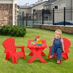 Costzon Kids Table and Chair Set, Outdoor Toddler Activity Table and Adirondack Chairs for Picnic, Garden, Patio, Backyard & Beach, Kids Outdoor Table & Chairs (Red) by Costzon