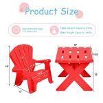 Costzon Kids Table and Chair Set, Outdoor Toddler Activity Table and Adirondack Chairs for Picnic, Garden, Patio, Backyard & Beach, Kids Outdoor Table & Chairs (Red) by Costzon