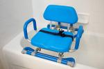 HydroSlide Sliding Shower Chair for Bathtub, Elderly Assistance Products, Transfer Chair Assist for Seniors, Disabled Products for Adults, Bathroom Aid, Padded Swivel Seat, Back, & Handles, Adjustable (Blue) from Platinum Health