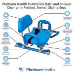 HydroSlide Sliding Shower Chair for Bathtub, Elderly Assistance Products, Transfer Chair Assist for Seniors, Disabled Products for Adults, Bathroom Aid, Padded Swivel Seat, Back, & Handles, Adjustable (Blue) from Platinum Health