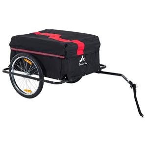 Aosom Bicycle Cargo Trailer, Two-Wheel Bike Luggage Wagon Bicycle Trailer with Removable Cover, Red by Aosom Direct