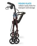 Medline Rollator Walker with Seat, Steel Rolling Walker with 6-inch Wheels Supports up to 350 lbs, Medical Walker, Burgundy by Medline Industries Healthcare