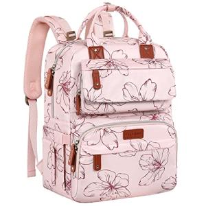 Diaper Bag Backpack, Baby Girl Diaper bag,Large Pink Diaper Bag Backpack Gift for Girls, Floral Printed Backpack for Work Travel and Holiday, Roomy Nappy Bag with Insulated Pockets and Stroller Straps by 
