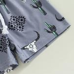 Muasaaluxi Western Baby Boy Summer Clothes Cow Print Short Sleeve T-Shirt Casual Shorts Toddler Boy Outfits 0-3T (Blue, 2-3 Years) by Muasaaluxi