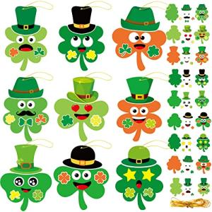chiazllta 36 Packs St. Patrick's Day Craft Kits DIY Shamrock Art Craft for Preschool Kids, St. Patrickâs Day Make Your Own Shamrock Paper Craft Set for Home Class Game Activities Kindergarten by chiazllta