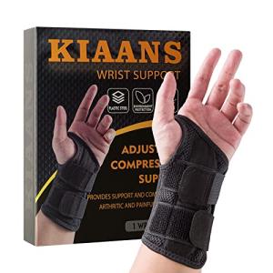 KIAANS Wrist Brace Carpal Tunnel Adjustable Wrist Support for Men Women Right Left Hand Brace for Tendonitis, Arthritis, Sprains (Left Hand-Black, L/XL) by KIAANS