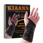 KIAANS Wrist Brace Carpal Tunnel Adjustable Wrist Support for Men Women Right Left Hand Brace for Tendonitis, Arthritis, Sprains (Left Hand-Black, L/XL) by KIAANS