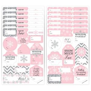Big Dot of Happiness Pink Winter Wonderland - Assorted Holiday Snowflake Birthday Party and Baby Gift Tag Labels - to and from Stickers - 12 Sheets - 120 Stickers from Big Dot of Happiness, LLC