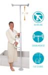 Stander Security Pole and Curve Grab Bar, Elderly Tension Mounted Floor to Ceiling Transfer Pole, Bathroom Safety Assist and Stability Rail, Iceberg White by Standers