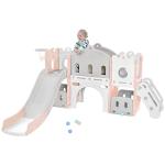 Veemuaro 6 in 1 Slide for Kids, Kids Play Climber Slide Playset with Basketball Hoop, Tunnel and Storage Space, Outdoor Indoor Slide Playset by Veemuaro