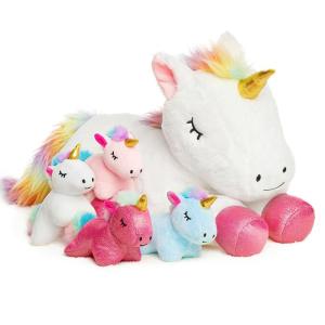 5 Pieces Unicorn Stuffed Animals for Girls Boys 3+ Years,1 Giant Mommy Unicorn with 4 Mini Baby Unicorns Cute Soft Plush Unicorn Toys Gift for Kids Birthday Christmas Valentineâs Children's Day by Vposyako