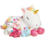 5 Pieces Unicorn Stuffed Animals for Girls Boys 3+ Years,1 Giant Mommy Unicorn with 4 Mini Baby Unicorns Cute Soft Plush Unicorn Toys Gift for Kids Birthday Christmas Valentineâs Children's Day by Vposyako
