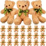 24 Pcs Cute Stuffed Bear Plush Dolls 10 Inch Children's Sleeping and Playing Toys Preschool Stuffed Animals Toys Light Brown Bears Stuffed Animals Plush Toys with Bow Tie for Baby Shower Gender Reveal from HyDren
