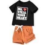 Aalizzwell 3-6 Months Infant Baby Boys Summer Clothes T Shirt Shorts Outfit Spring Clothing Heart Mr Steal Your Black Brown from 
