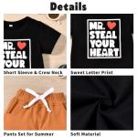 Aalizzwell 3-6 Months Infant Baby Boys Summer Clothes T Shirt Shorts Outfit Spring Clothing Heart Mr Steal Your Black Brown from 