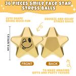 36 Pieces Star Smile Face Stress Balls Star Mini Foam Smile Ball with Letters Stress Relief Star Smile Balls Star Stress Toys for Teens Adults Student Bag Fillers (Novelty Gold, 1.6 Inch) from Deekin