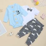 Baby Boy My First Easter Day Outfits Infant Bow Tie Romper Onesie Bunny Pants Toddler Cardigan Gentleman 3pcs Clothes Set 3-6M by 
