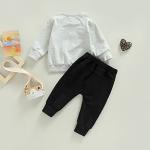 fhutpw Baby Boy Clothes 2pcs Fall Outfits Long Sleeve Solid Sweatshirt T-Shirt Top Striped Drawstring Pants Set (A- Grey & Black, 12-18 Months) by 
