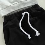 fhutpw Baby Boy Clothes 2pcs Fall Outfits Long Sleeve Solid Sweatshirt T-Shirt Top Striped Drawstring Pants Set (A- Grey & Black, 12-18 Months) by 