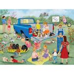 Bits and Pieces - Value Set of Three (3) 300 Piece Jigsaw Puzzles for Adults by Artist Kay Lamb Shannon - Each Puzzle Measures 18" x 24" - Country Quilt Sale, Adopt A Puppy Today, Family Picnic from Melville Direct