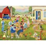 Bits and Pieces - Value Set of Three (3) 300 Piece Jigsaw Puzzles for Adults by Artist Kay Lamb Shannon - Each Puzzle Measures 18" x 24" - Country Quilt Sale, Adopt A Puppy Today, Family Picnic from Melville Direct