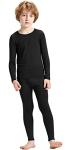 Thermal Underwear for Boys, Thermal Long Johns Set with Shirt & Pants, Fleece Lined Base Layer/Leggings/Bottoms Ski/Cooler Weather Black from 