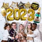 New Years Eve Party Supplies 2023, 10 Pcs Foil Balloon New Years Decorations Set by DMIGHT