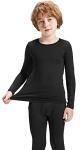Thermal Underwear for Boys, Thermal Long Johns Set with Shirt & Pants, Fleece Lined Base Layer/Leggings/Bottoms Ski/Cooler Weather Black from 