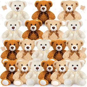 Zhanmai 18 Pcs 14 Inches Bear Stuffed Animals Bear Cute Plush Toys Shaggy Soft Cute Bear for Animal Doll Birthday Party Baby Shower Gender Reveal Decorationsï¼Light Brown, Dark Brown, Whiteï¼ by Zhanmai