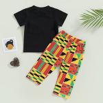 Mubineo Toddler Baby Girl Boy 2pcs African Print Outfits Kente Dashiki Clothes T Shirts Pant Sets (Black Yellow, 3 Years) from 