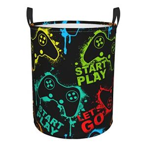 Gbuzozie Colorful Silhouettes Game Joystick Round Laundry Hamper Storage Basket Toys Clothes Organizer Bin For Home Bathroom Bedroom Dorm Nursery, 38l from Gbuzozie