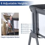 ANGELBLISS Baby Bassinet Bedside Crib with Storage Basket and Wheels, Easy Folding Bed Side Sleeper Adjustable Height Portable Crib for Newborn by 